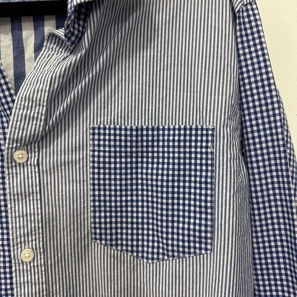 Boden Stripe Gingham Buttoned Down Sirt Top Sz L - Picture 4 of 6